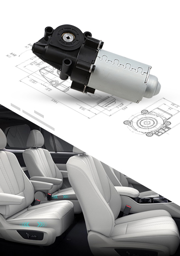 輕量化的用于汽車中后排座椅快速水平調節電機 13V齒輪箱直流電機