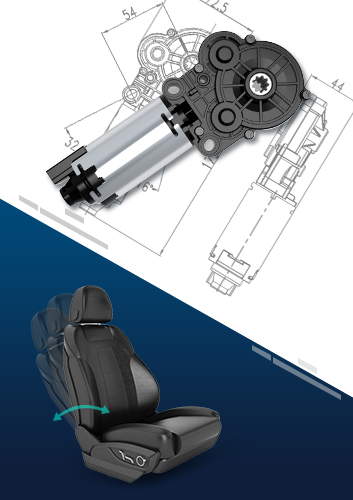 非標定制型帶渦輪蝸桿齒輪箱的汽車電動座椅背靠角度調節電機12v12N.m直流齒輪箱電機